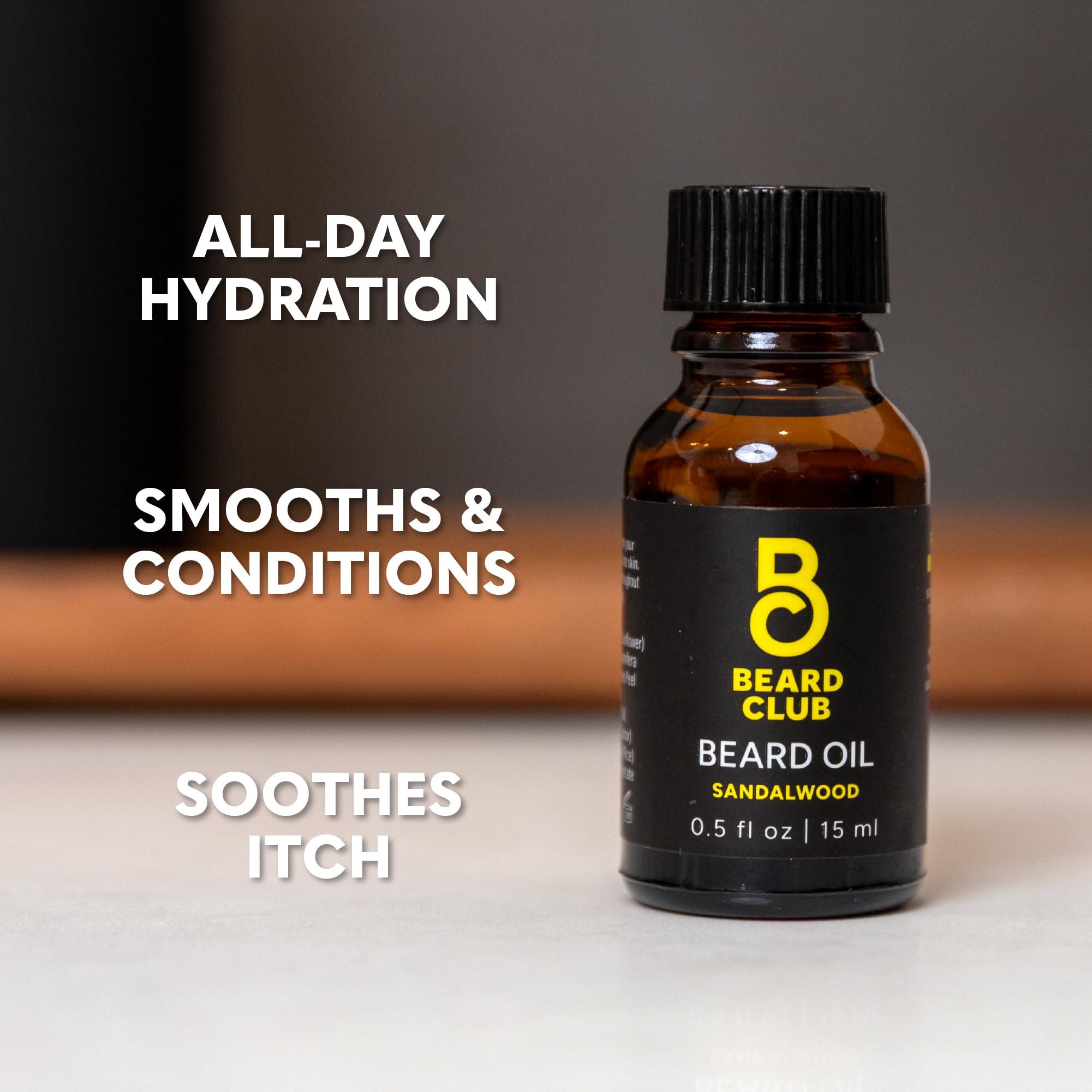 The Beard Club The Beard Club Premium Sandalwood Beard Oil for Men - Natural Castor & Sunflower Seed Oils - Beard & Mustache Conditioner - Hydrates, Moisturizes & Soothes Dry Skin - Strengthens Follicles (2PK)