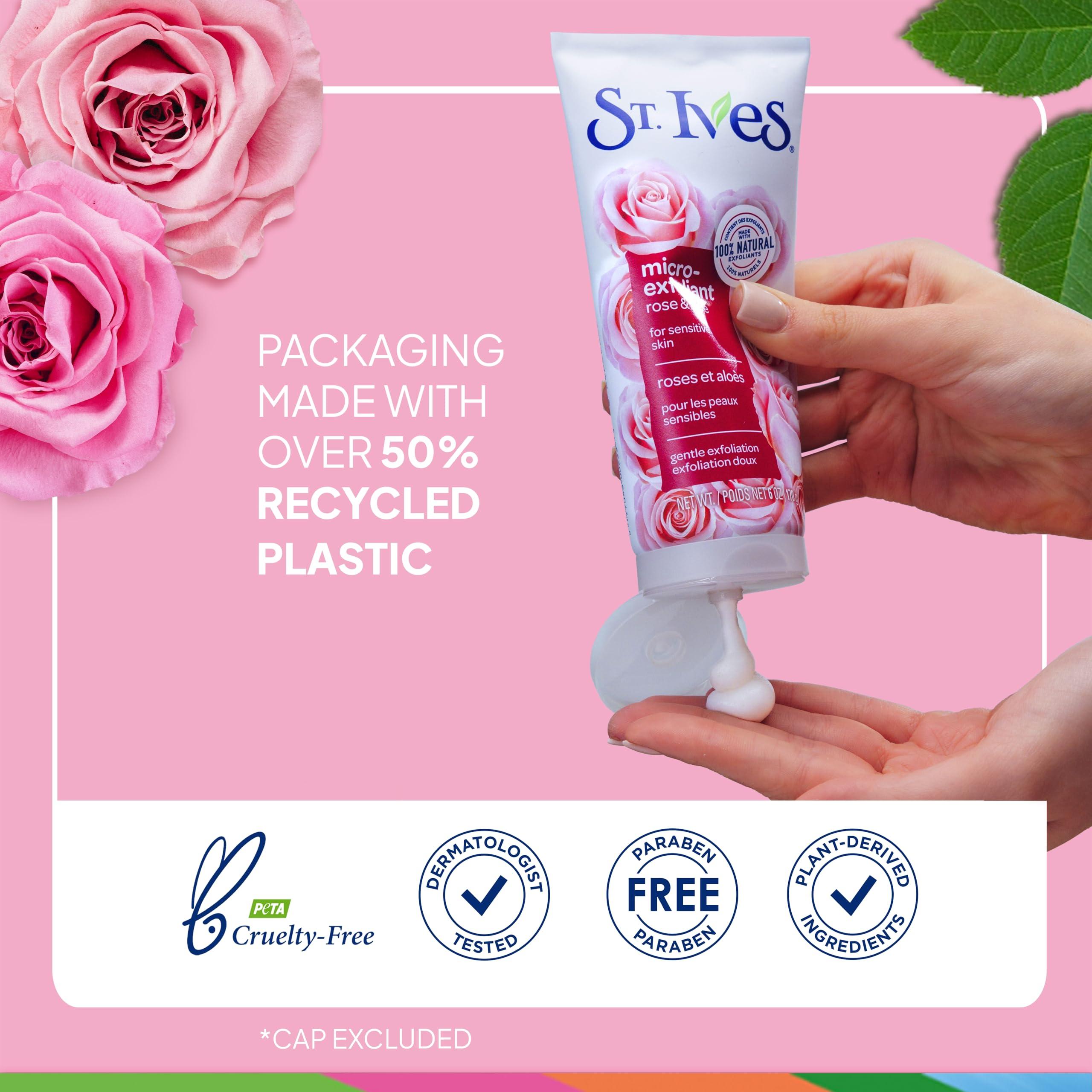 St. Ives St. Ives Gentle Smoothing Face Scrub Our Gentlest Scrub Yet Rose Water and Aloe Vera Made with 100 percent Natural Exfoliants, Paraben Free, Oil-Free, Dermatologist Tested 6 oz