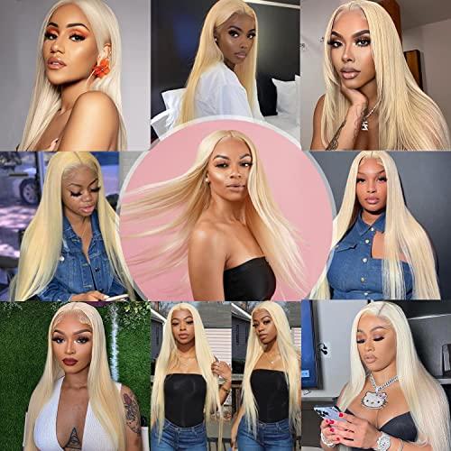 Chesma 30 inch 613 Lace Front Wig Human Hair Blonde 13x4 HD Transparent Lace Front Wigs Human Hair 180% Density Blonde Glueless Wigs Human Hair 613 HD Straight Lace Frontal Wigs Human Hair Pre Plucked