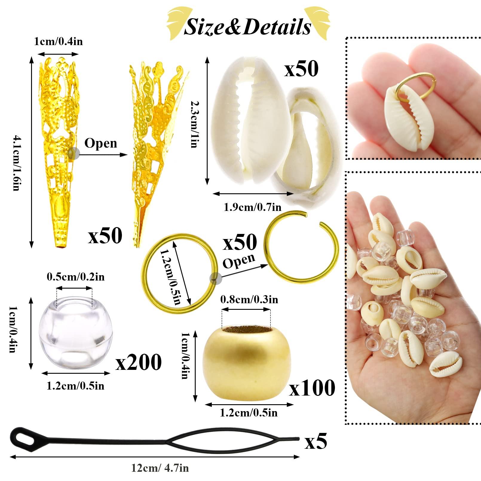 RechicGu Loc Hair Jewelry - 454 Pcs Clear Beads for Braids, Dreadlocks, Beards, and Goddess African Decorations (Gold)