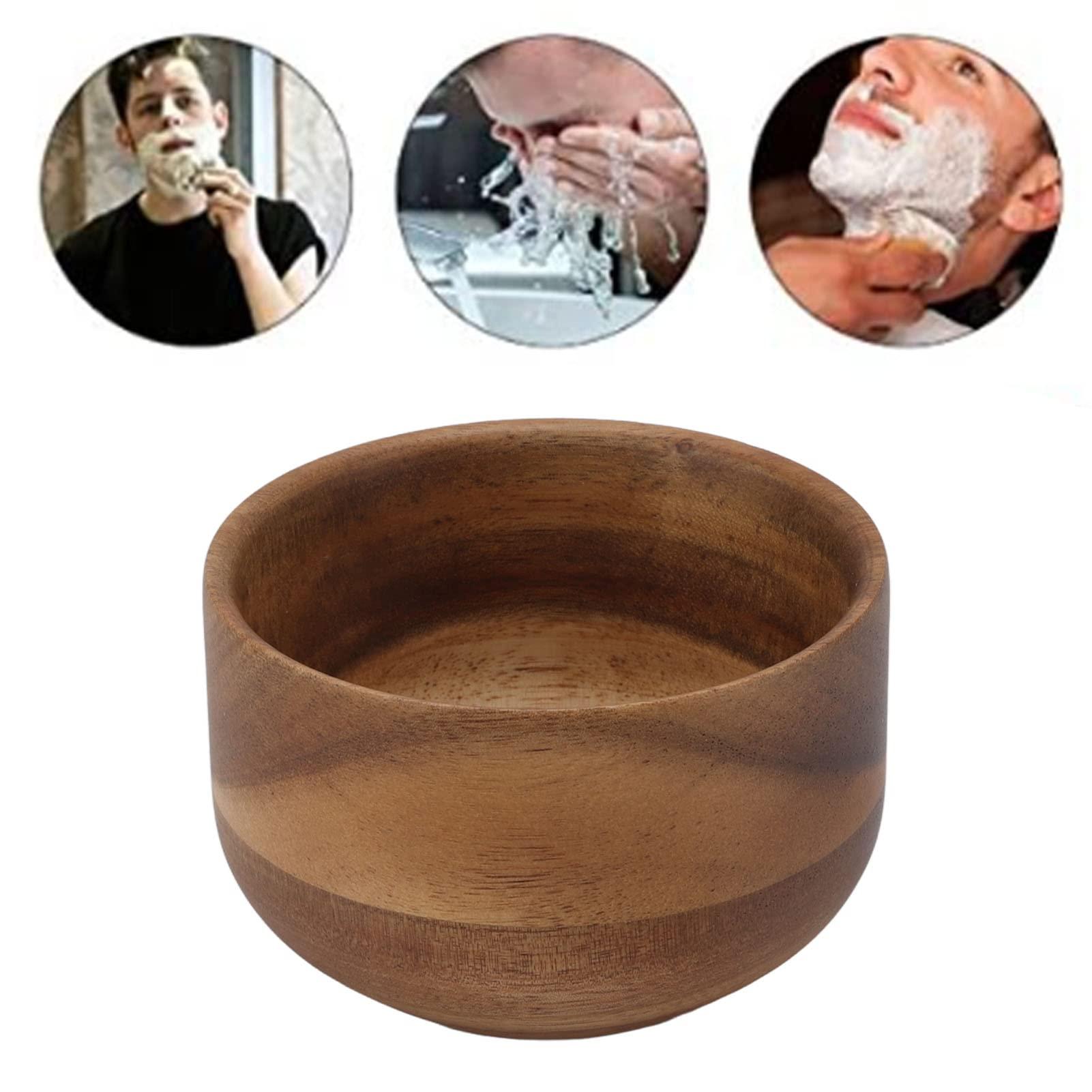 HERCHR HERCHR Men Shaving Bowl, Composite Wood Shaving Scuttle Mug, Men\'s Soap Cream Shaving Brush Bowl, Wooden Men Shaving Bowl Burr Compact Shaving Cream Cup for Home Barber Shop Salon