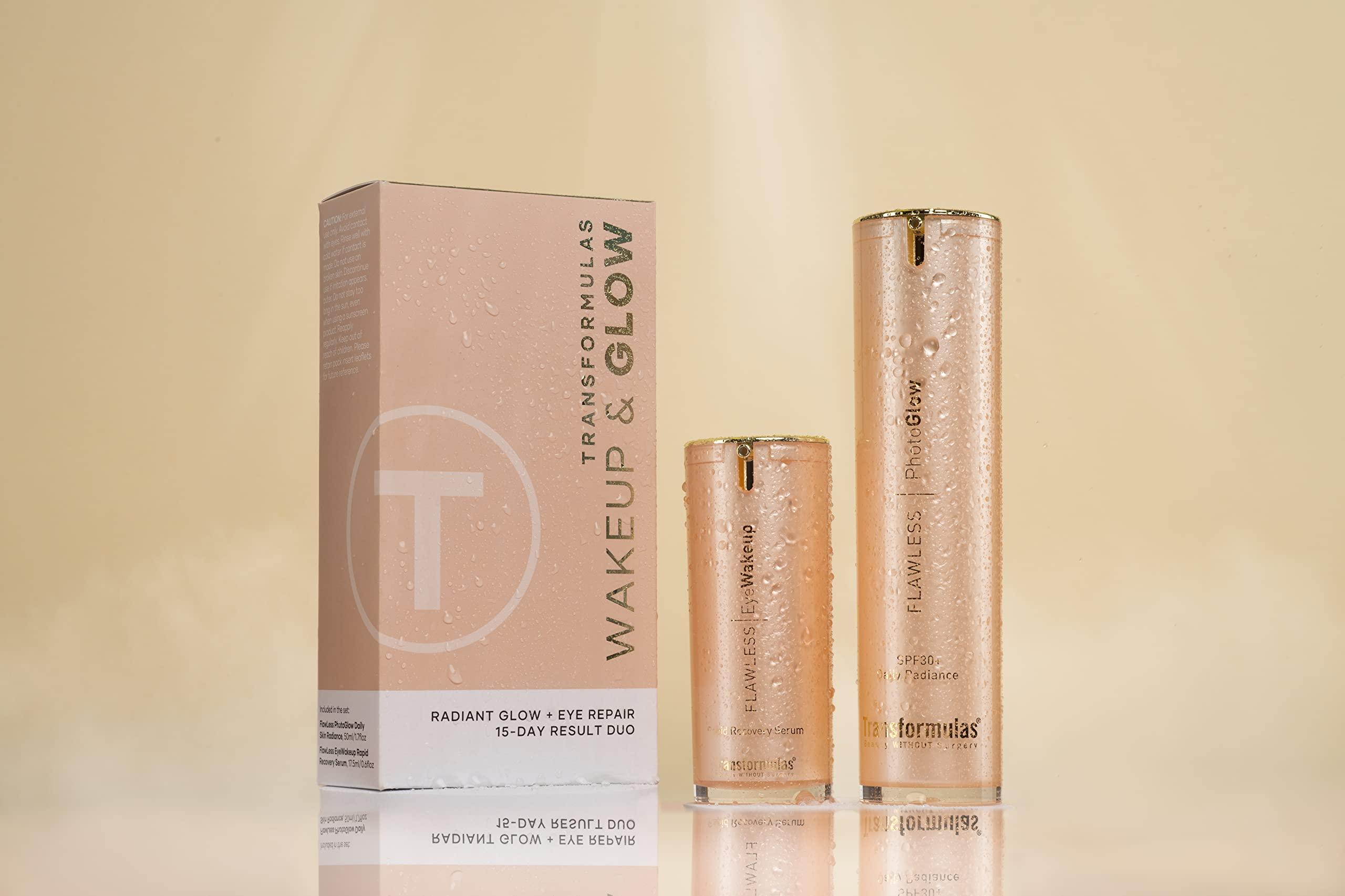 Transformulas Transformulas Flawless PhotoGlow 50ml & Eye Wake Up Rapid Recovery 17.5ml 15 Day Result Set, Reduces Puffiness and Dark Circles, Daily Use