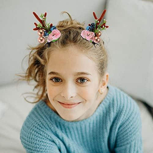 Beaupretty Beaupretty 1 Pair Christmas Antlers Hair Clips Reindeer Antler Headband Deer Horn Barrettes Christmas Hair Accessories for Women Girls