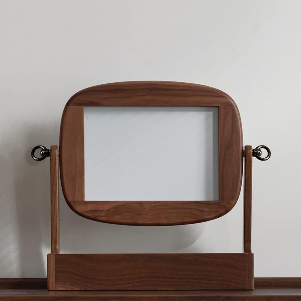 HIHELO HIHELO Makeup Mirror Wooden Makeup Mirror Storage Box One Bedroom Dressing Table Mirror Rotatable Beauty Mirror Vanity Mirror with Lights