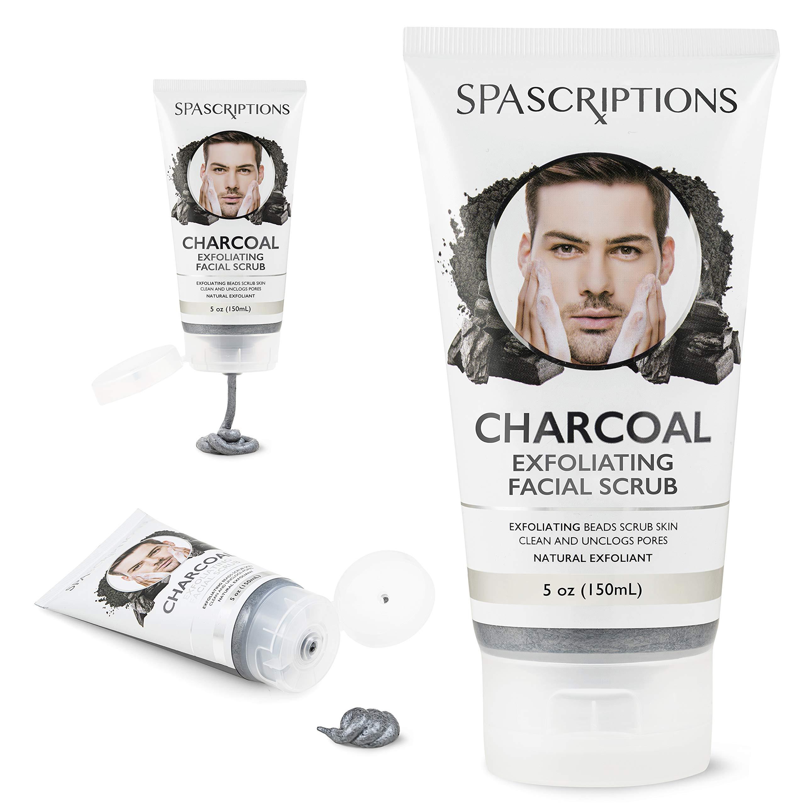 SpaScriptions Spascriptions Charcoal Facial Cleanser Exfoliating Facial Scrub Face Wash with Natural Exfoliant- 5 Oz