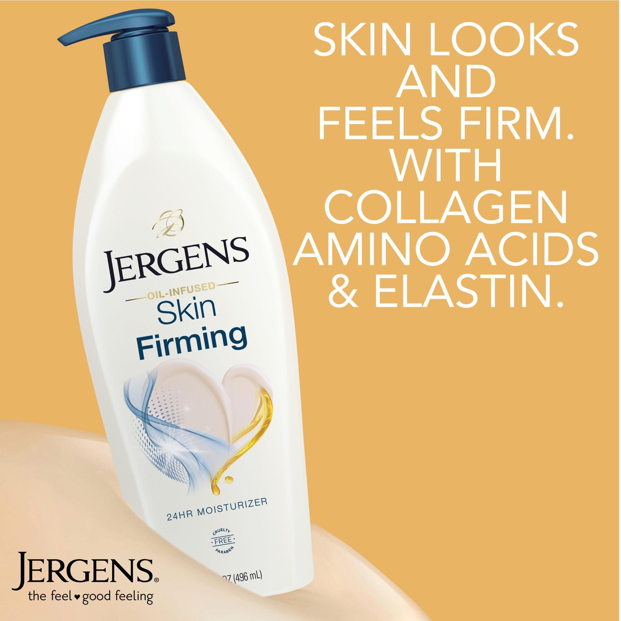 Jergens Jergens Skin Firming Body Lotion for Dry to Extra Dry Skin, Skin Tightening Cream with Collagen and Elastin, Dermatologist Tested, Hydralucence Blend Formula, 16.8 Oz, Pack of 3