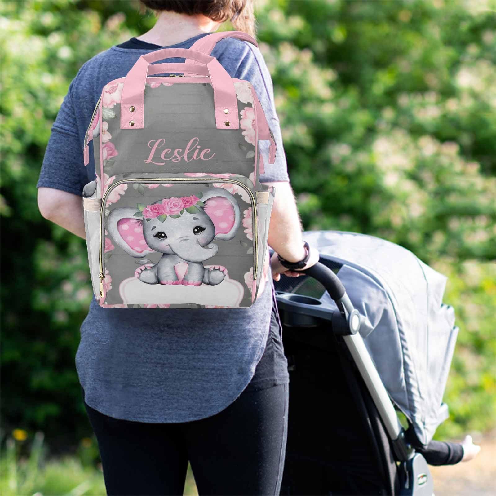 Reeonice InterestPrint Personalized Pink Diaper Bag with Name Nappy Bags Travel Shoulder Casual Daypack Waterproof Mummy Backpack Custom Gift for Mom Girl