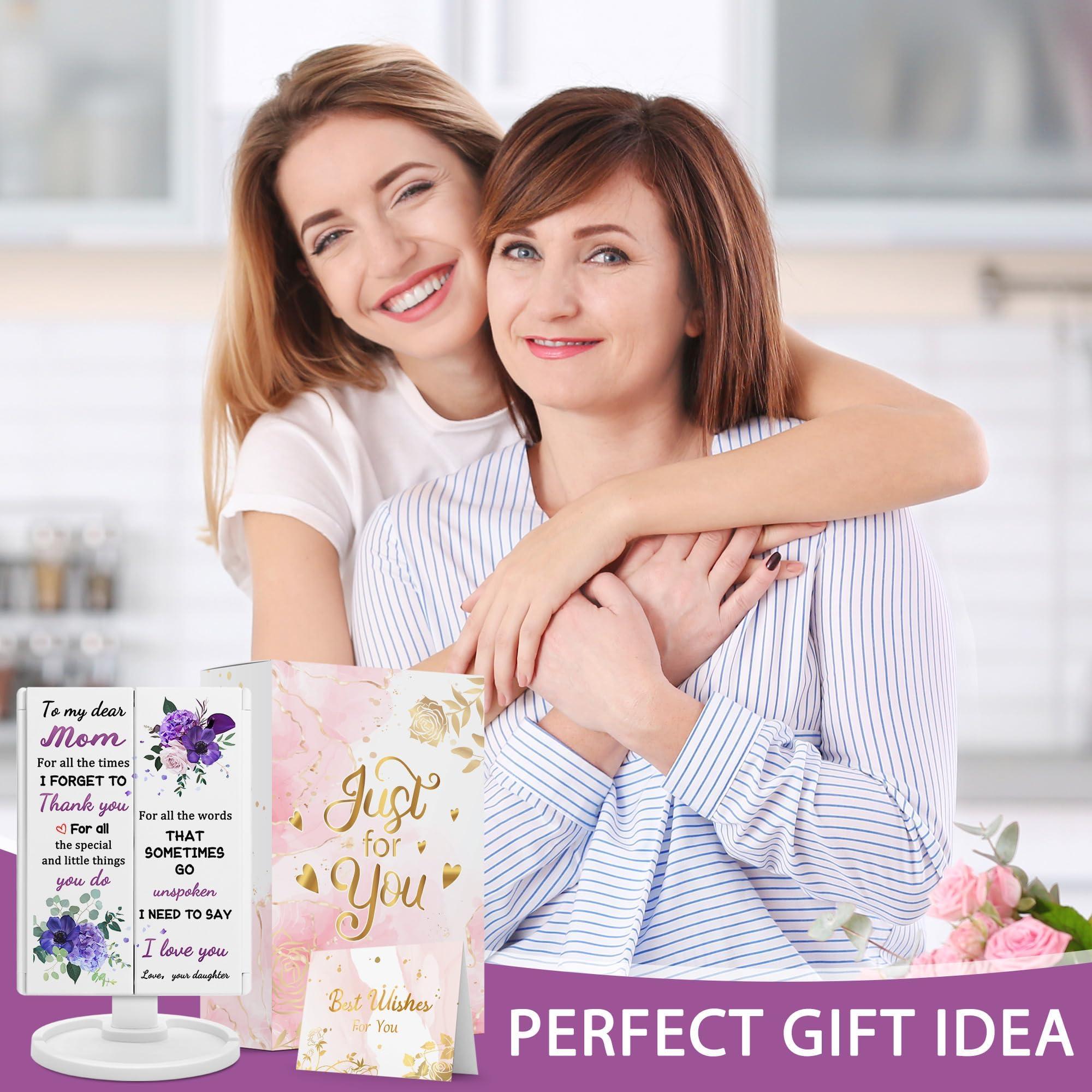 Hexagram Hexagram Christmas Mom Gifts, Gifts for Mom from Daughter, Mom Gifts for Christmas, Best Mom Gifts from Son - Christmas Mom Makeup Gifts - Mom Make up Mirror with Lights Gifts