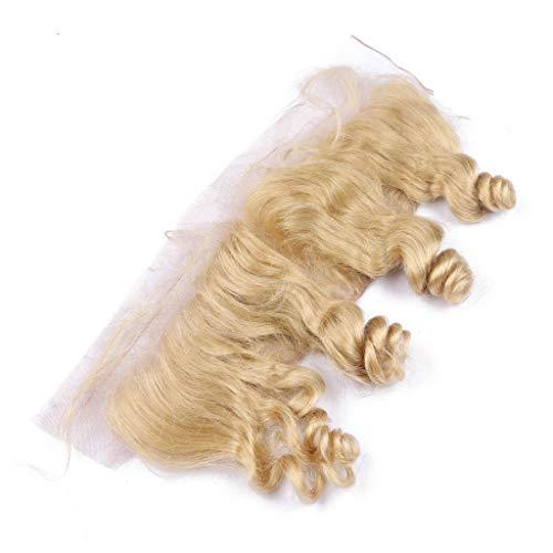 Generic #613 Blonde Loose Wave Brazilian Human Hair 3 Bundles and Frontal Ear to Ear 4Pcs Lot Bleach Blonde Loose Wavy Virgin Human Hair Lace Frontal 13x4 with Weave Wefts (10 10 10 with 8)