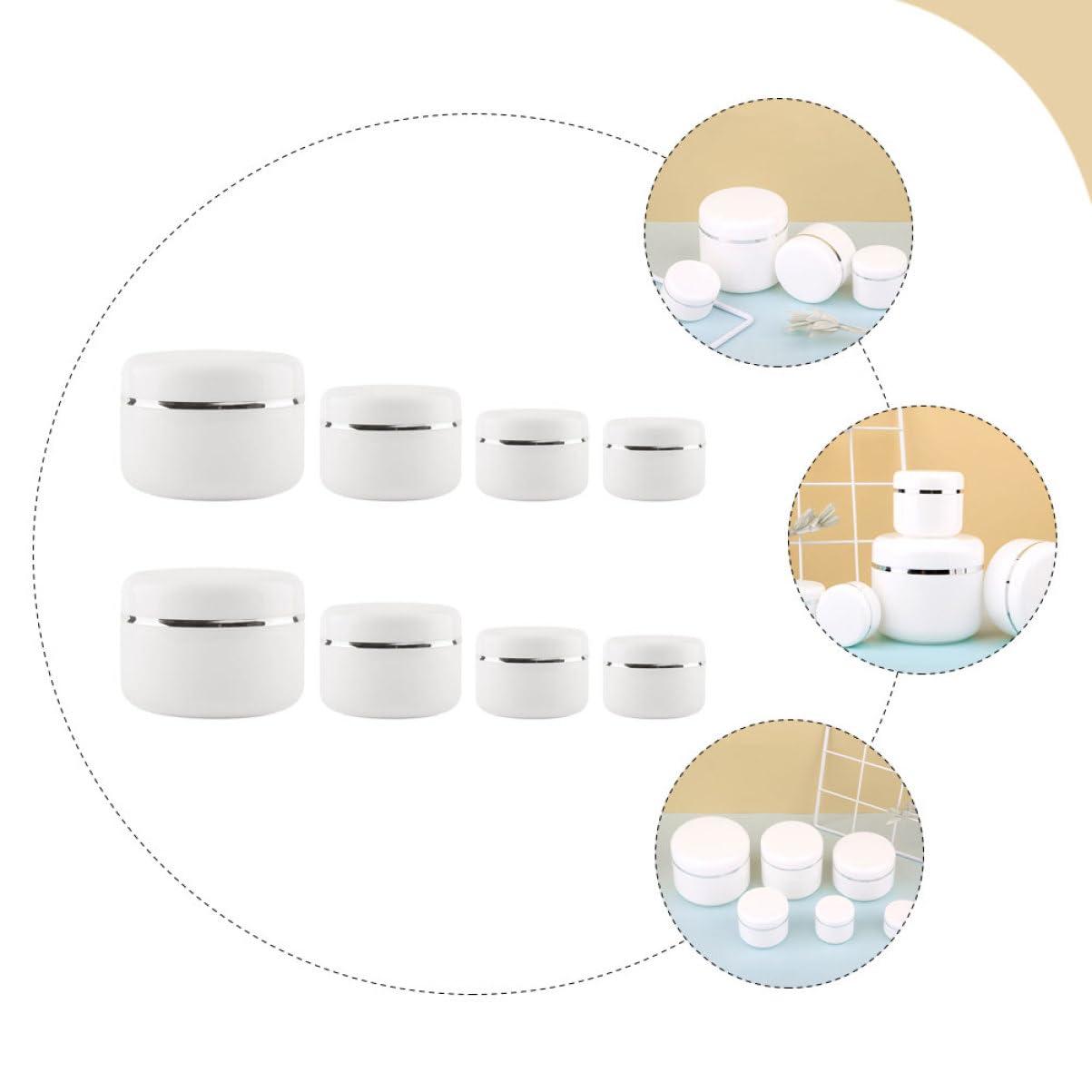 HAPINARY HAPINARY 8pcs Cream Box Cream Bottle Cream Holder Travel Cosmetic Bottles Cream Sample Bottles Round Lotion Bottles Lotion Container Cream Bottle with Lids Leak-proof Cream Jars White Pp