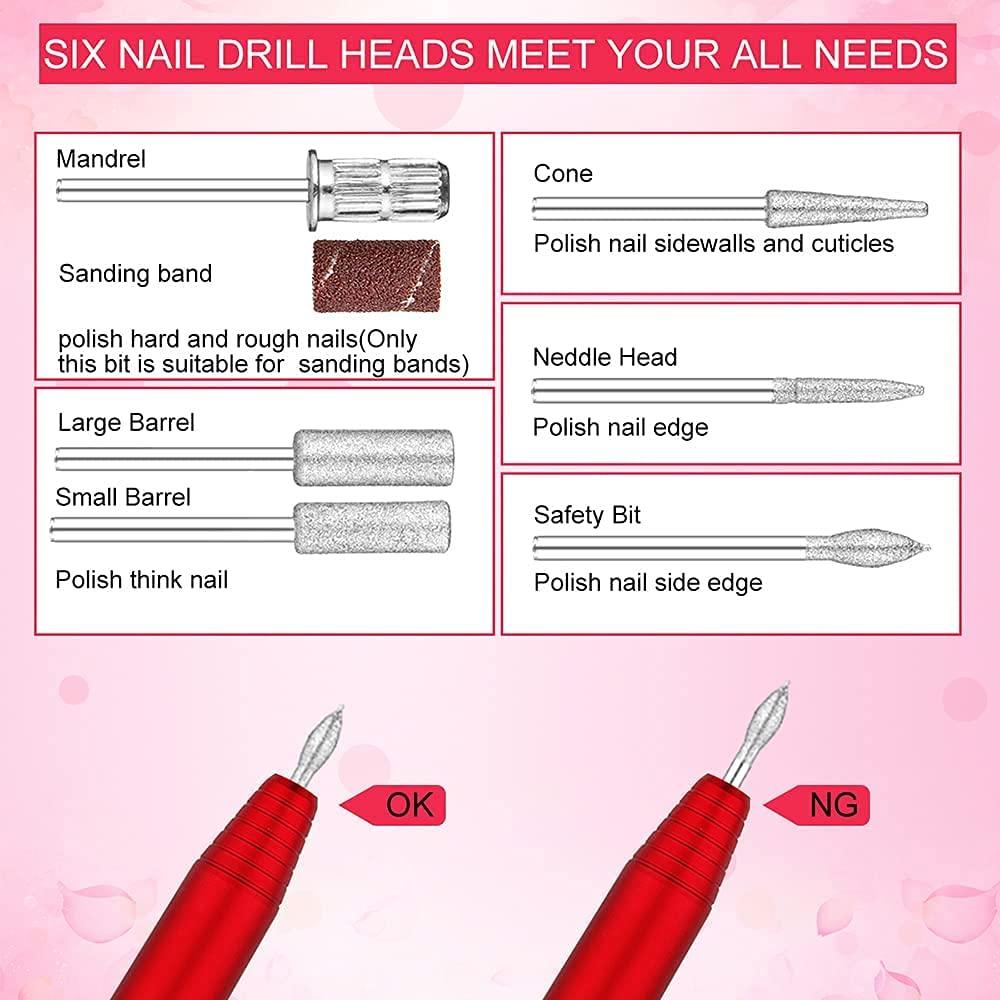 OVX Electric Nail Drill, Professional Portable Nail Drill for Acrylic Nails, Portable Electric Nail File Kit with Nail Drill Bits and Sanding Bands,Manicure Pedicure for Polishing,Nail Removing(Red)