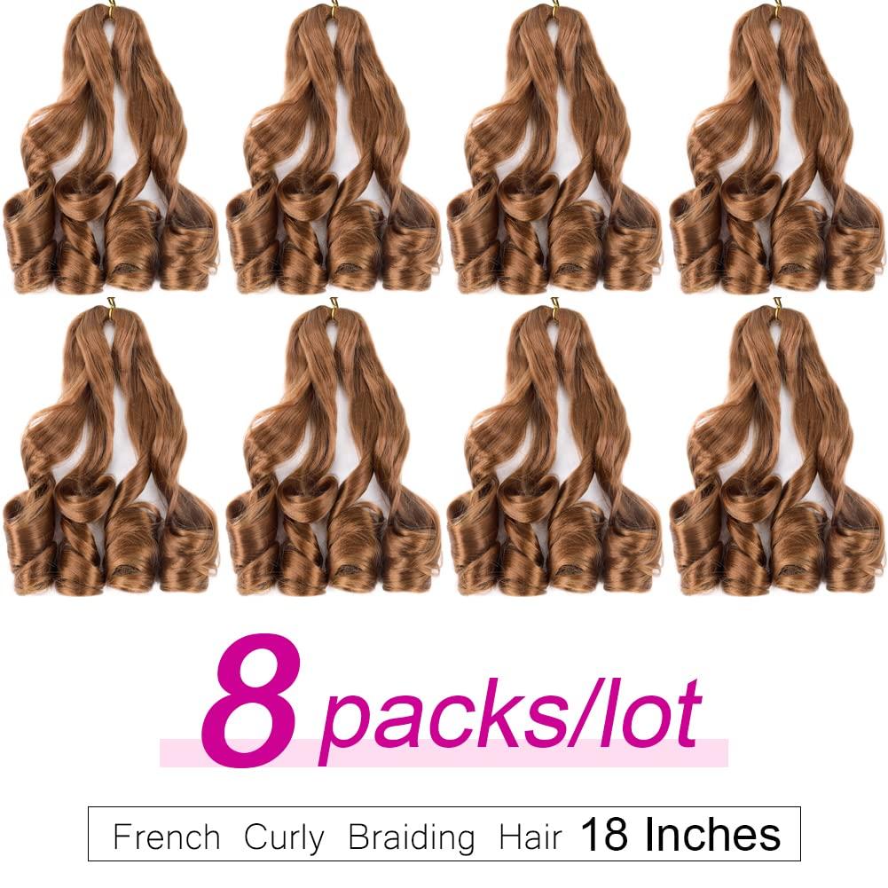 JVILO JVILO Loose Wave Spiral Curl Crochet Hair French Curl Braiding Hair 18Inchs 8Packs Synthetic Braids Ombre Pre Stretched Braiding Hair (18inch 8packs, #30)