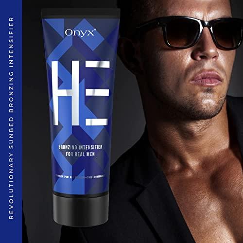 Onyx Onyx HE Tanning Bed Lotion for Men - Indoor Tanning Lotion Accelerator & Bronzer, Quick & Dark Tan, Men\'s Tanning Lotion with Skin Firming, Muscle Bronzing Complex & Moisturizing Formula