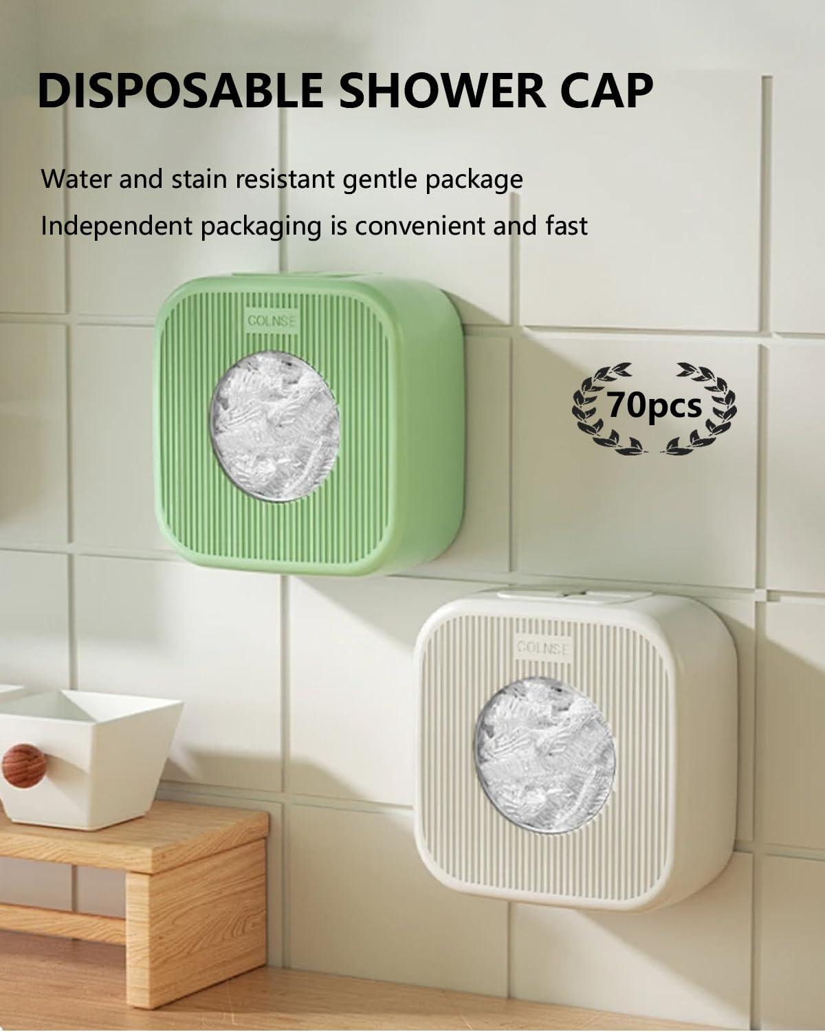 YIZIJIZI YIZIJIZI Disposable Shower Caps,Large Thick Clear Waterproof Shower Cap for Women, Large Size 20.5\", Home Use, Spa, Hotel and Hair Salon, Clear Shower Caps for Travel (70)