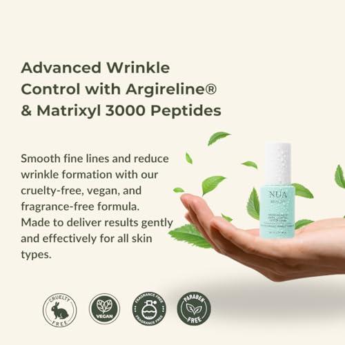 NUA BEAUTY Argireline Peptide Serum with Matrixyl 3000 Botox Alternative for Anti-Aging, Fine Lines, and Wrinkle Reduction Hydrating, Vegan Formula 1 Fl Oz (30ml)