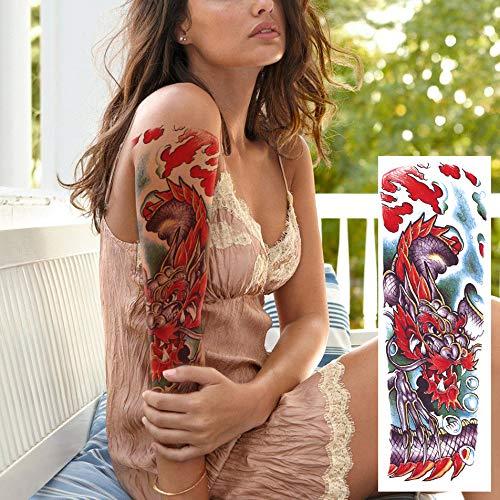 LEOARS LEOARS Dragon Fish Sleeve Temporary Tattoos Fake Fish Dragon Half Arm Tattoos Stickers and Extra Large Full Arm Tattoo Sleeves for Men Women,12-Sheet