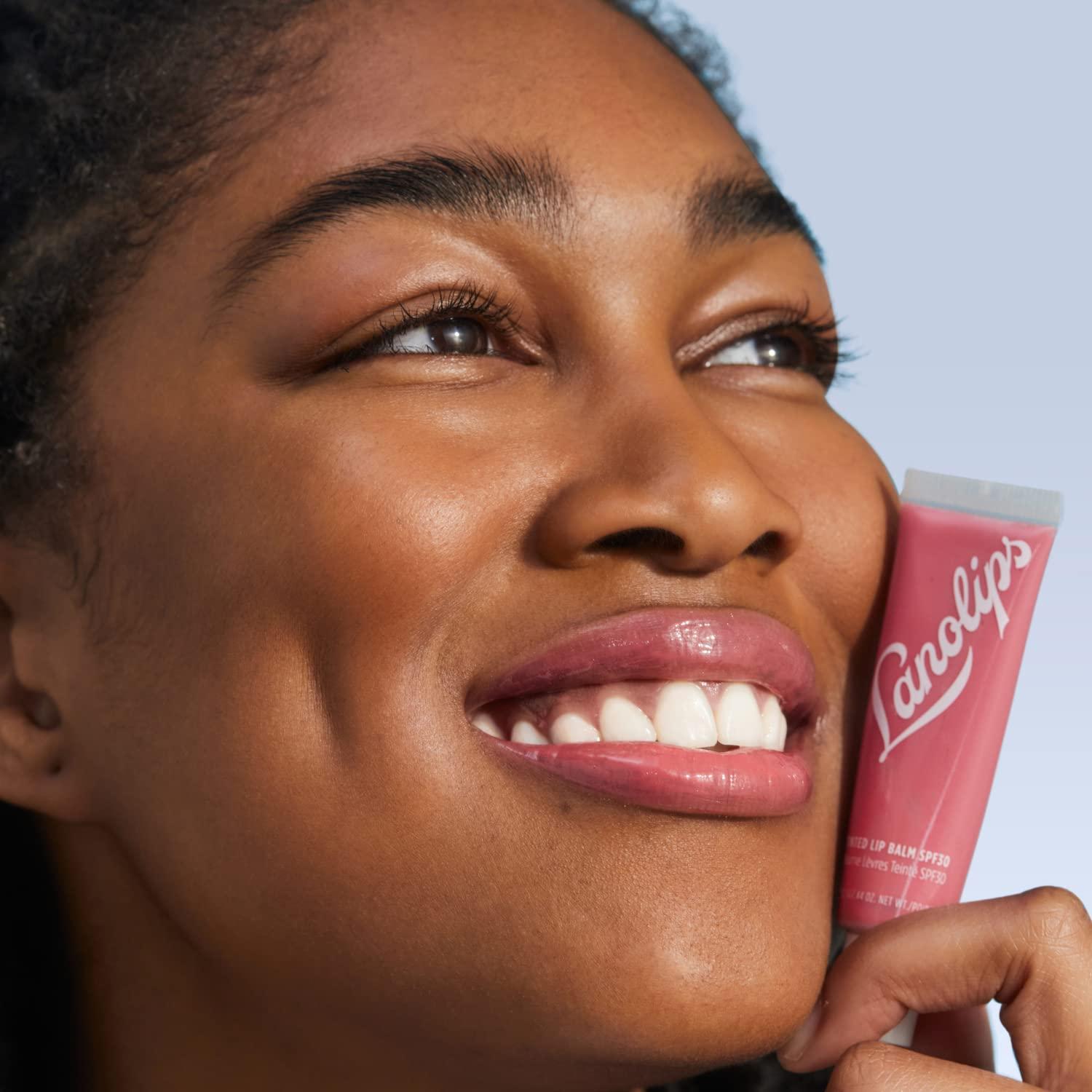 Lanolips Lanolips Tinted Lip Balm - Enriched with Lanolin Oil for Shine & Hydration - Hydrating Tinted Lip Gloss Tube - Rhubarb (12.5g / 0.44oz)