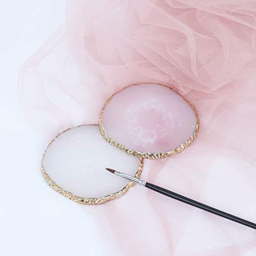 Eessmo 2Pack Resin Nail Art Palette,Nail Art Color Mixing Palette,Nail Art Painting Gel Palette Manicure Tool, Cosmetic Artist Mixing Palette(White and Pink)