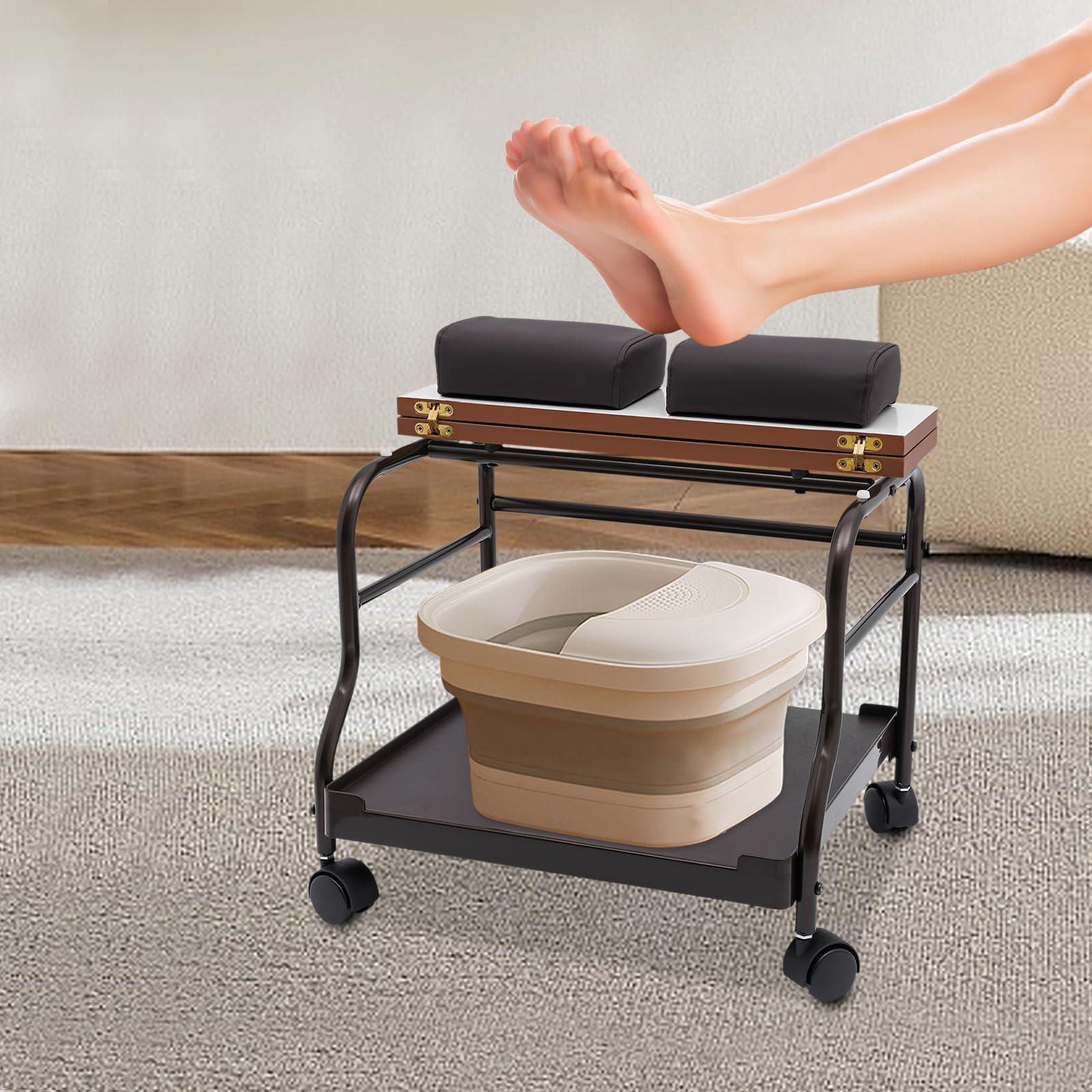 banborba banborba Portable Foot Trolley, Pedicure Foot Stool Cart, Pedicure Manicure Nail Foot Bath Spa Foot Rest, Foot Massage Beauty Table Salon Supplies, Footrest Stand, Footrest Stool with Wheels