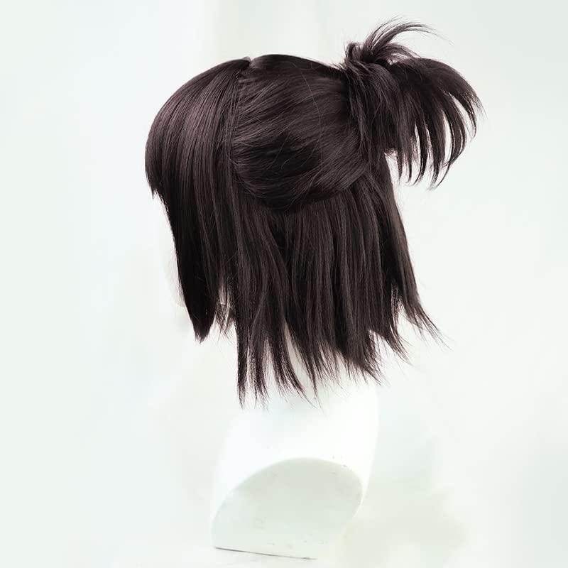 osseoca osseoca Hange Zoe Short Half Ponytail Dark Brown Synthetic Hair Japanese Cosplay Party Natural Female Wigs with Bangs