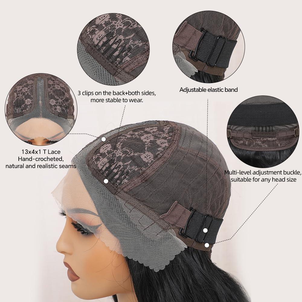 Drehande Drehande Red Lace Front Wig Synthetic Lace Front Wig Body Wave Heat Resistant Hair 13x4x1 T-part Lace 26 Inch Pre-plucked Glueless Lace Wigs for Women (Red, 26Inch)