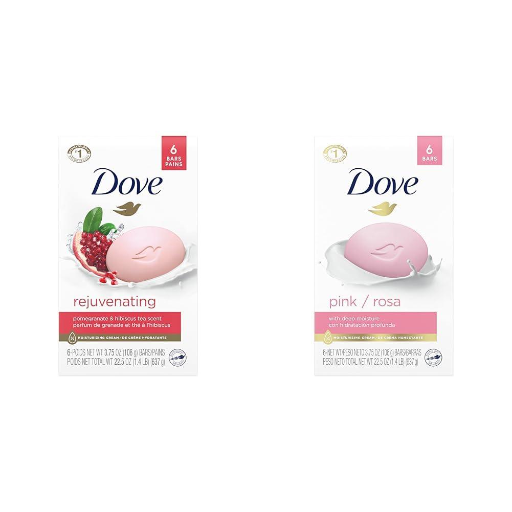 Dove Dove Beauty Bar Gentle Cleanser with Moisturizing Cream Pink and Original Scent Bars for Softer Smoother More Radiant Skin 6 Bars Total