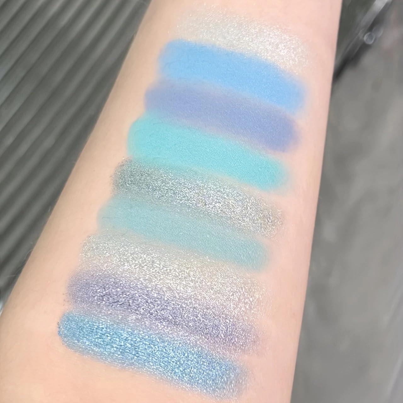 YHGIJ YHGIJ Blue Eyeshadow Palette - 9 Matte and Shimmer Shades in Cool Tones - Waterproof and Blendable for Stunning Smoky Eye Looks Light Blue Eyeshadow Blue Face Makeup for Valentines Day