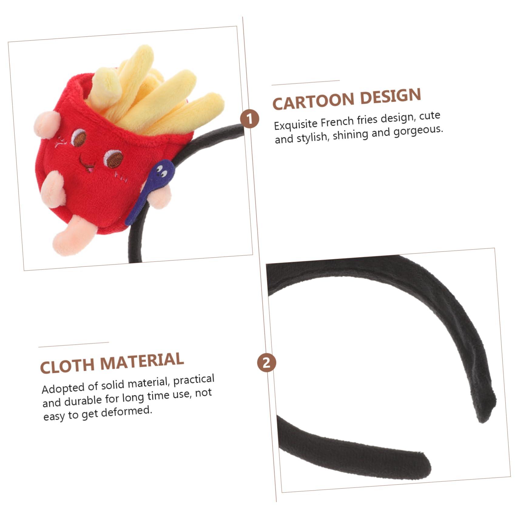 GALPADA GALPADA Cartoon Funny French Fries Head Button Headband Skincare French Fries Headdress Dress Hoop Outfit Headband Novelty Headbands for Women French Fries Women Burger Cap Birthday Fabric
