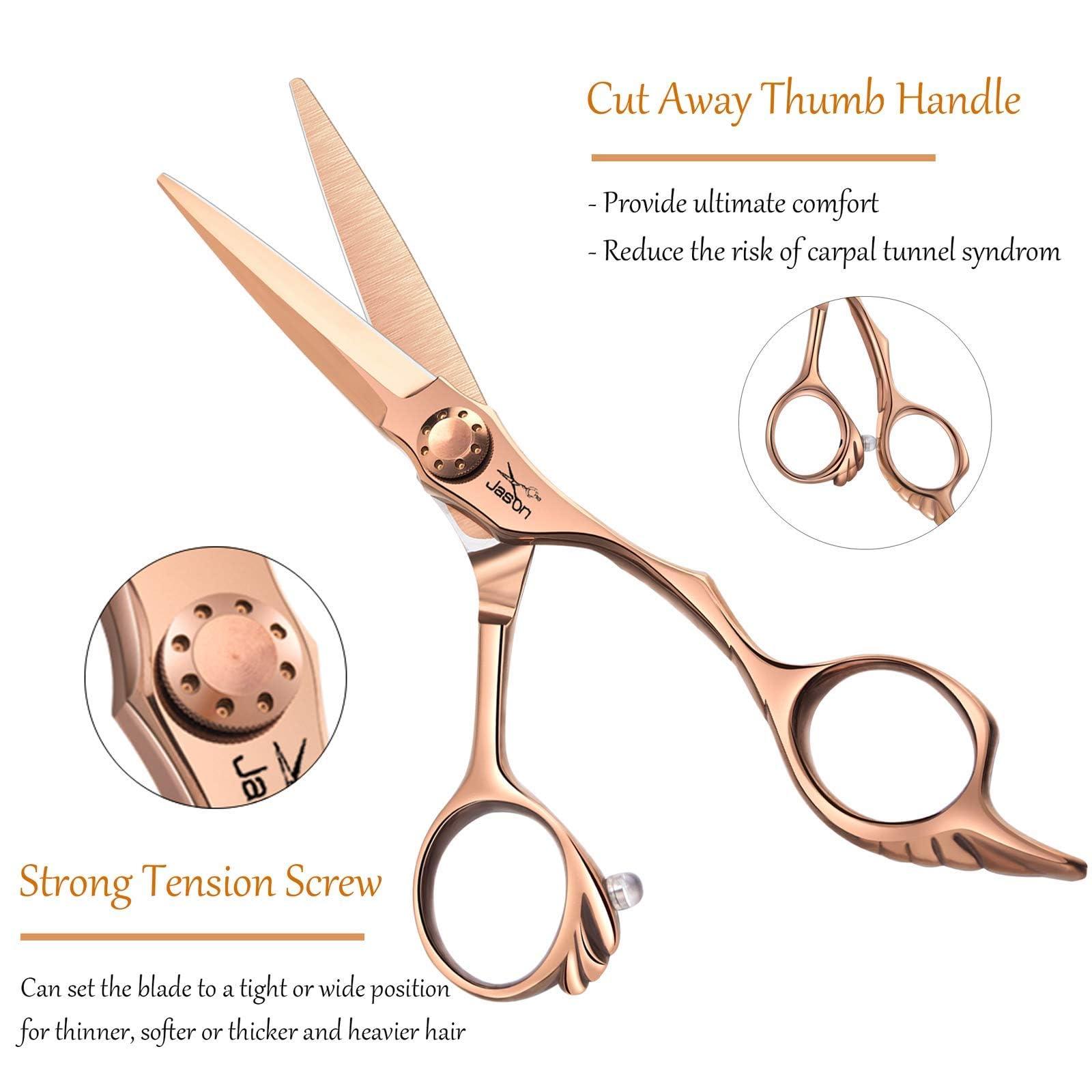 JASON JASON 6\" Hair Cutting Scissors - Professional Haircut Scissor Hair Trimming Shear for Barber, Hairdresser, Stylist, Women and Men, 440C Stainless Steel Hair Cutting Shear, Rosegold