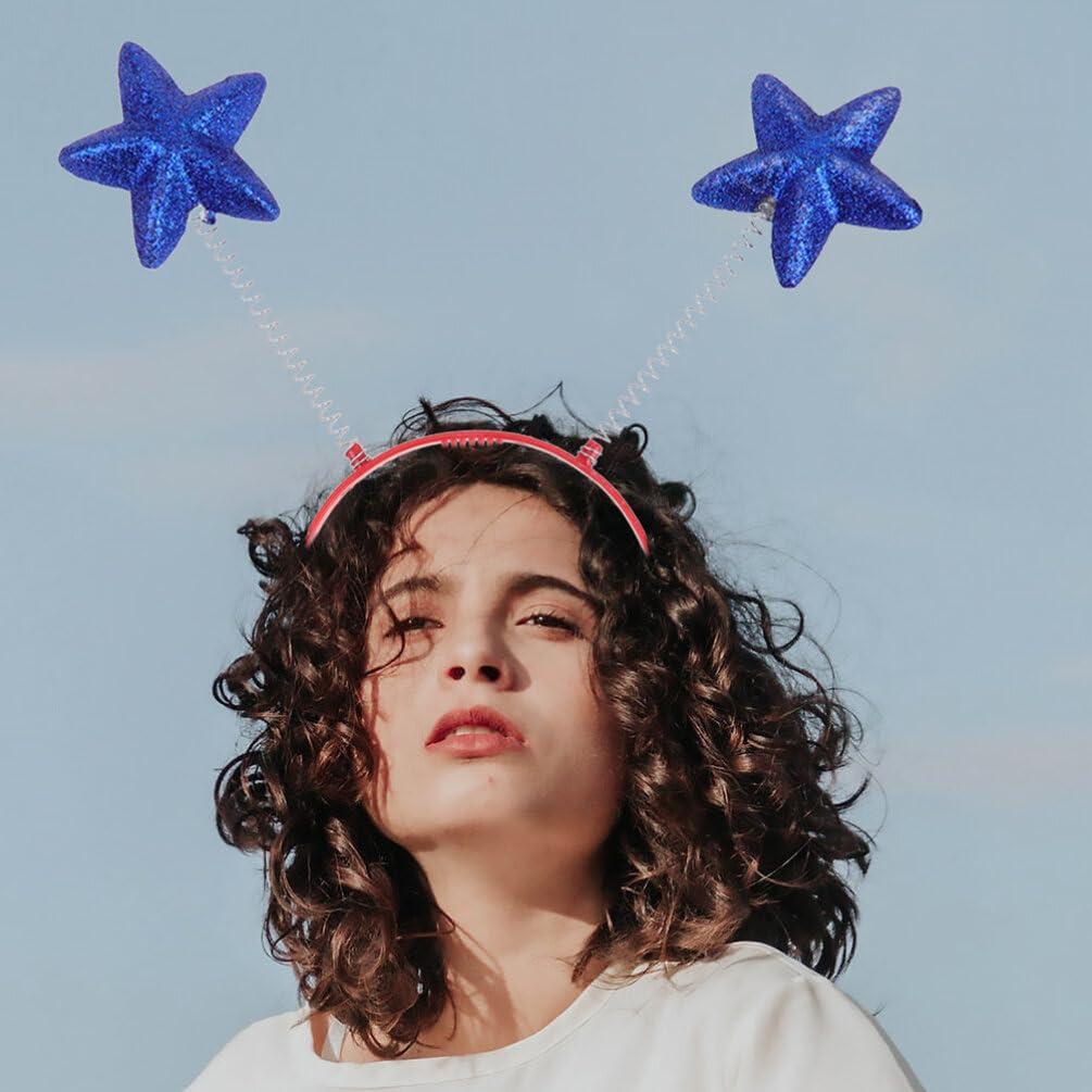 Lurrose Lurrose 8pcs Star Head Boppers Martian Headband Alien Antenna Headband Star Headband Novelty Headbands (Blue)