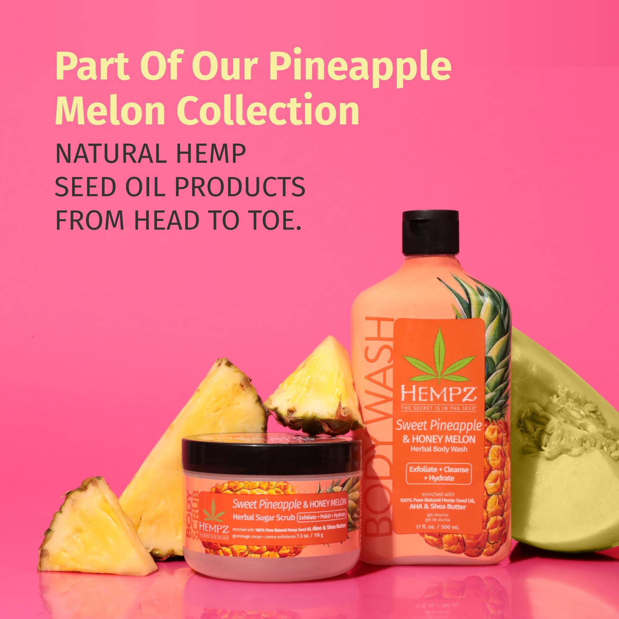 Hempz HEMPZ Sugar Body Scrub All Natural Exfoliating Shea Butter, Sugar, and Salt - For Women, Men, and Teens, 7.3 fl oz (Pineapple & Honey Melon)