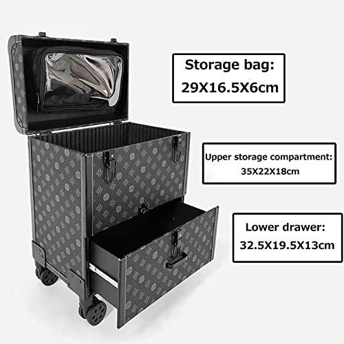 HJXGQJM Rolling Makeup Case Travel Train Case With Wheels Cosmetic Trolley, Aluminium Make Up Case, Professional Make Up With Drawers,Black Travel Makeup Bag Cosmetic Case cosmetic case ( Color : Yellow )