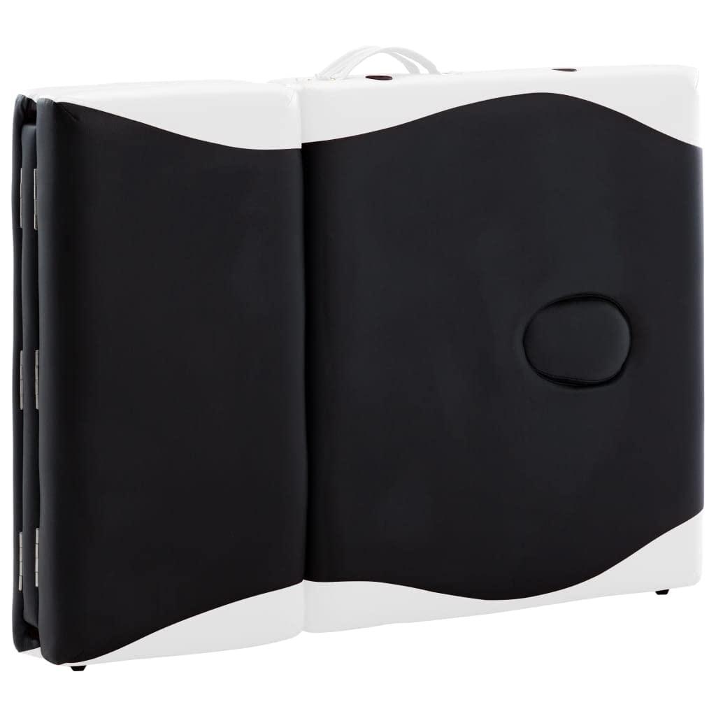 CUMYZO CUMYZO Foldable Massage Table 4 Zones Wood Black and White,Health & Beauty Personal Care Massage & Relaxation Massage Tables