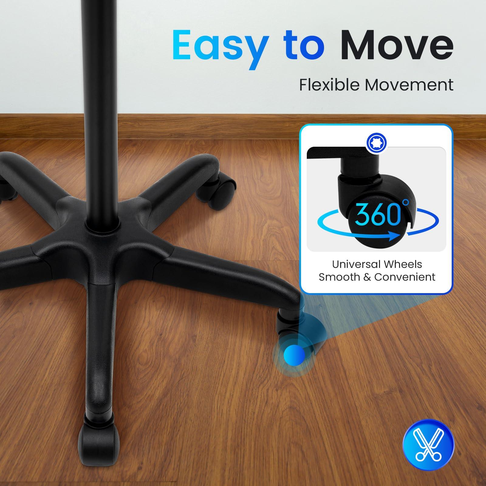 WTIOPJ Tattoo Tray, Beauty Salon Tray On Wheels, Rolling Tray Table Adjustable Height Aluminum Hair Salon Equipment for Hair Stylist Tattoo Table Station (Black)