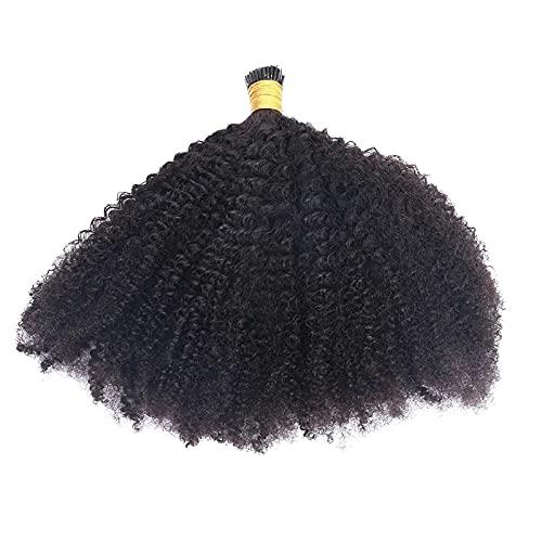 iVogue Hair Mongolian Afro Kinky Curly I Tip Hair Extensions 4B 4C I Tips Microlinks Virgin Hair Extensions For Black Women Kinky Bulk Hair (28inch)