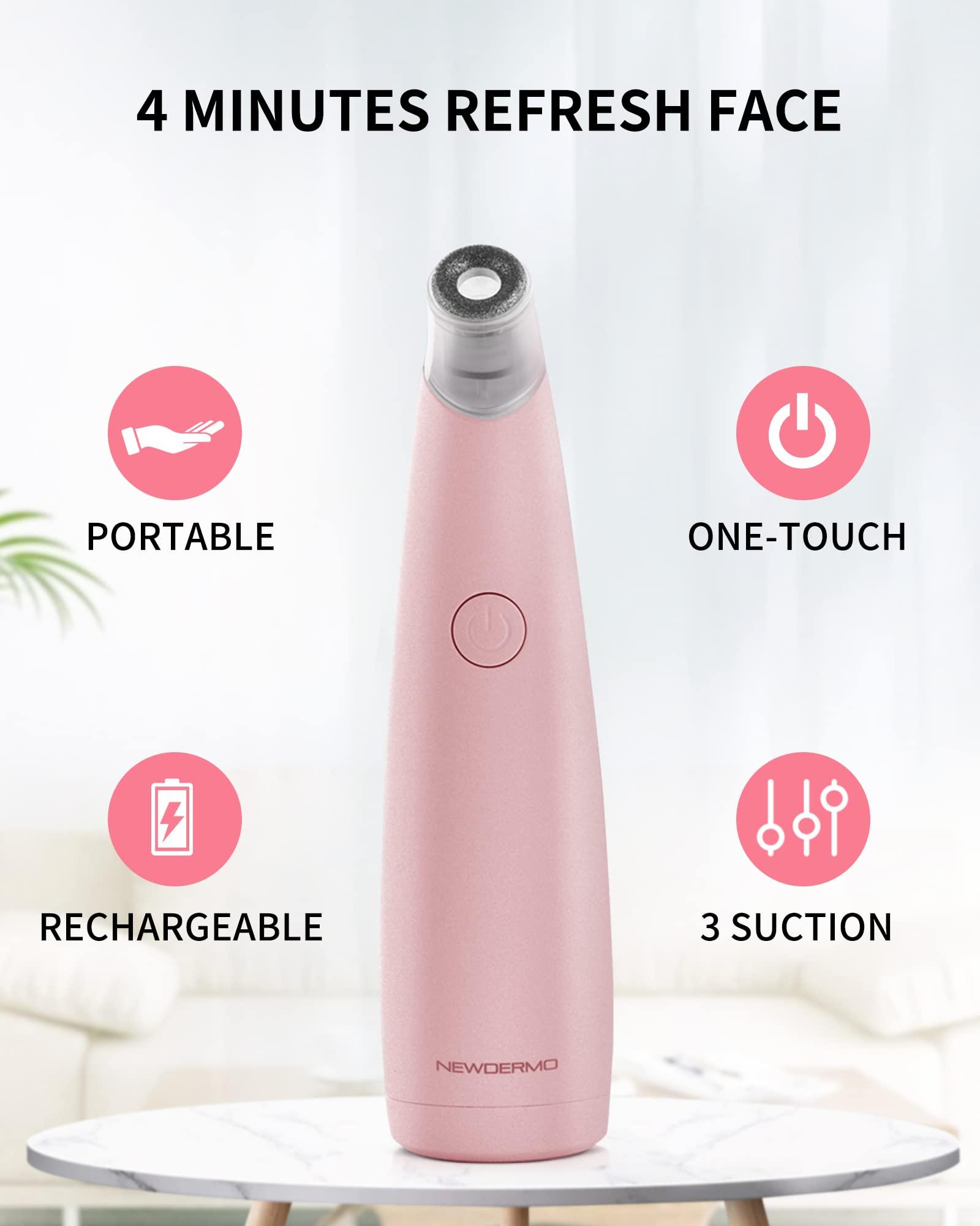 NEWDERMO NEWDERMO 2-in-1 Microdermabrasion Machine for Facial, Diamond Microdermabrasion Device USB Rechargeable (Pink) with Microdermabrasion Machine Pro(White)