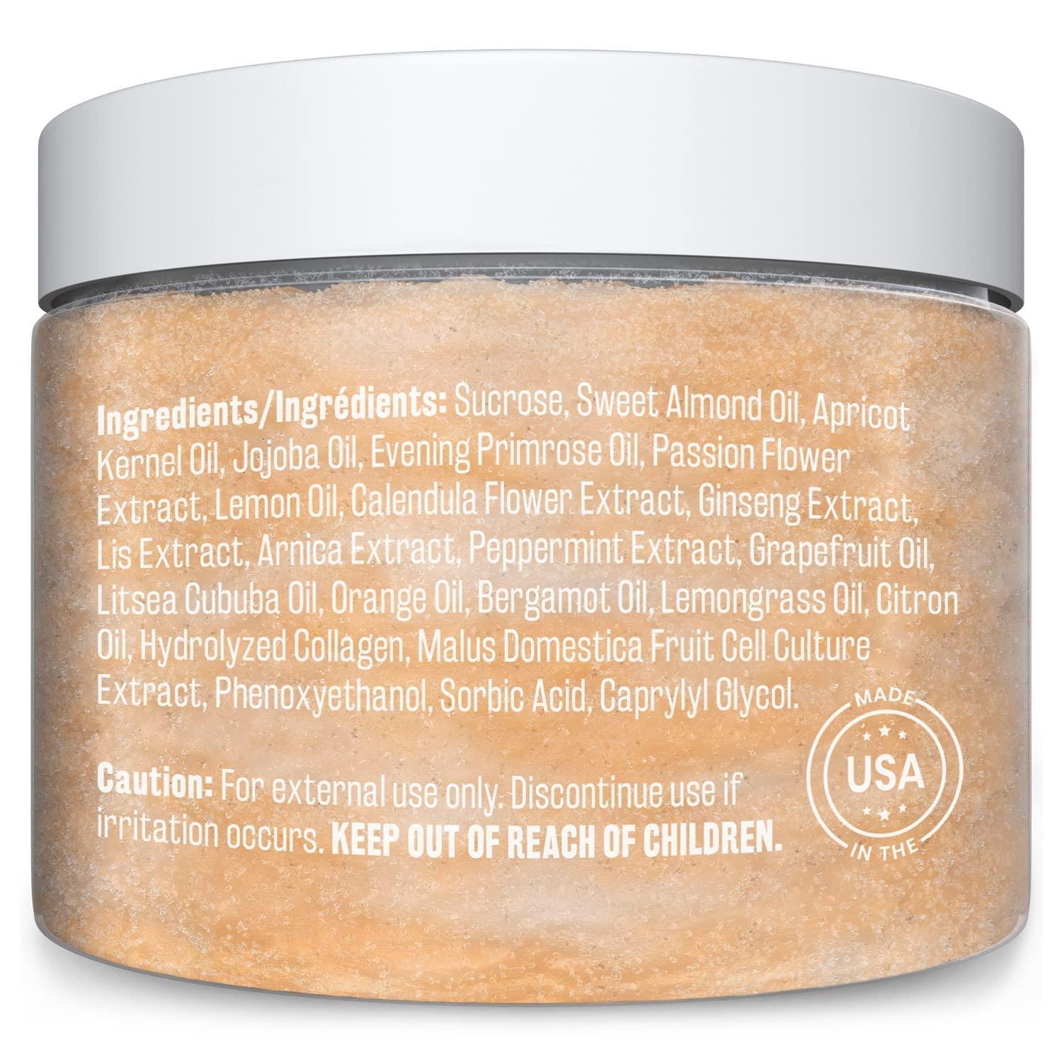 M3 Naturals Brown Sugar Scrub Face Foot & Body Exfoliator Infused with Collagen and Stem Cell Exfoliating Salt Body Scrub for Toning Skin Cellulite Skin Care by M3 Naturals