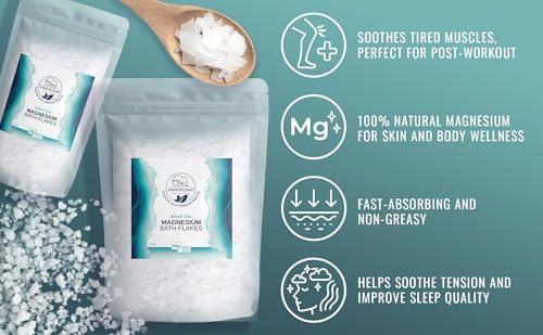 Natural Elephant Natural Elephant Dead Sea Magnesium Bath Flakes | 1 lb Bag (16 oz)| Pure Magnesium Chloride Soak for Body and Foot | Ideal for a Soothing Bath Experience | Alternative to Epsom Salt