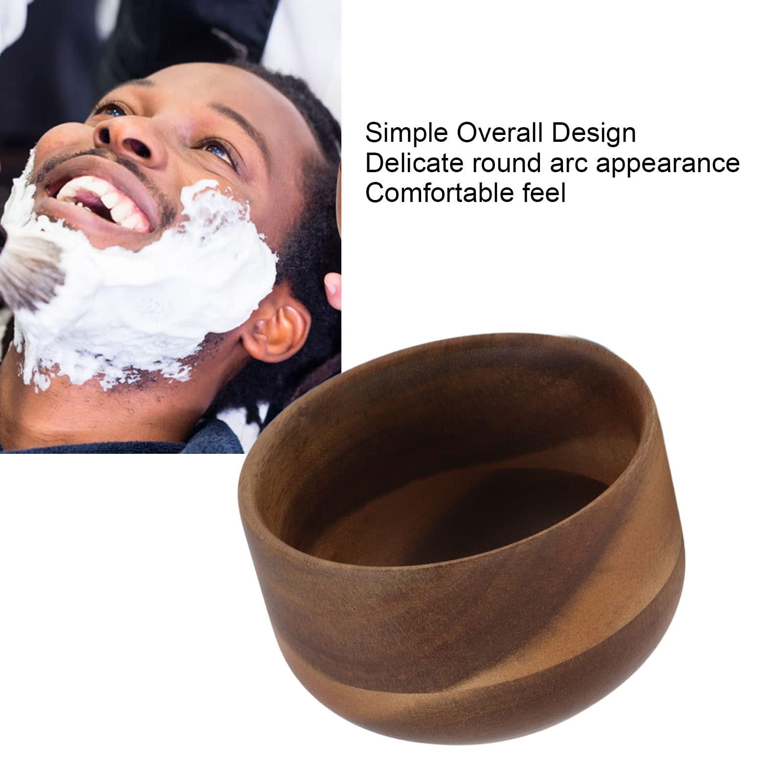 HERCHR HERCHR Men Shaving Bowl, Composite Wood Shaving Scuttle Mug, Men\'s Soap Cream Shaving Brush Bowl, Wooden Men Shaving Bowl Burr Compact Shaving Cream Cup for Home Barber Shop Salon