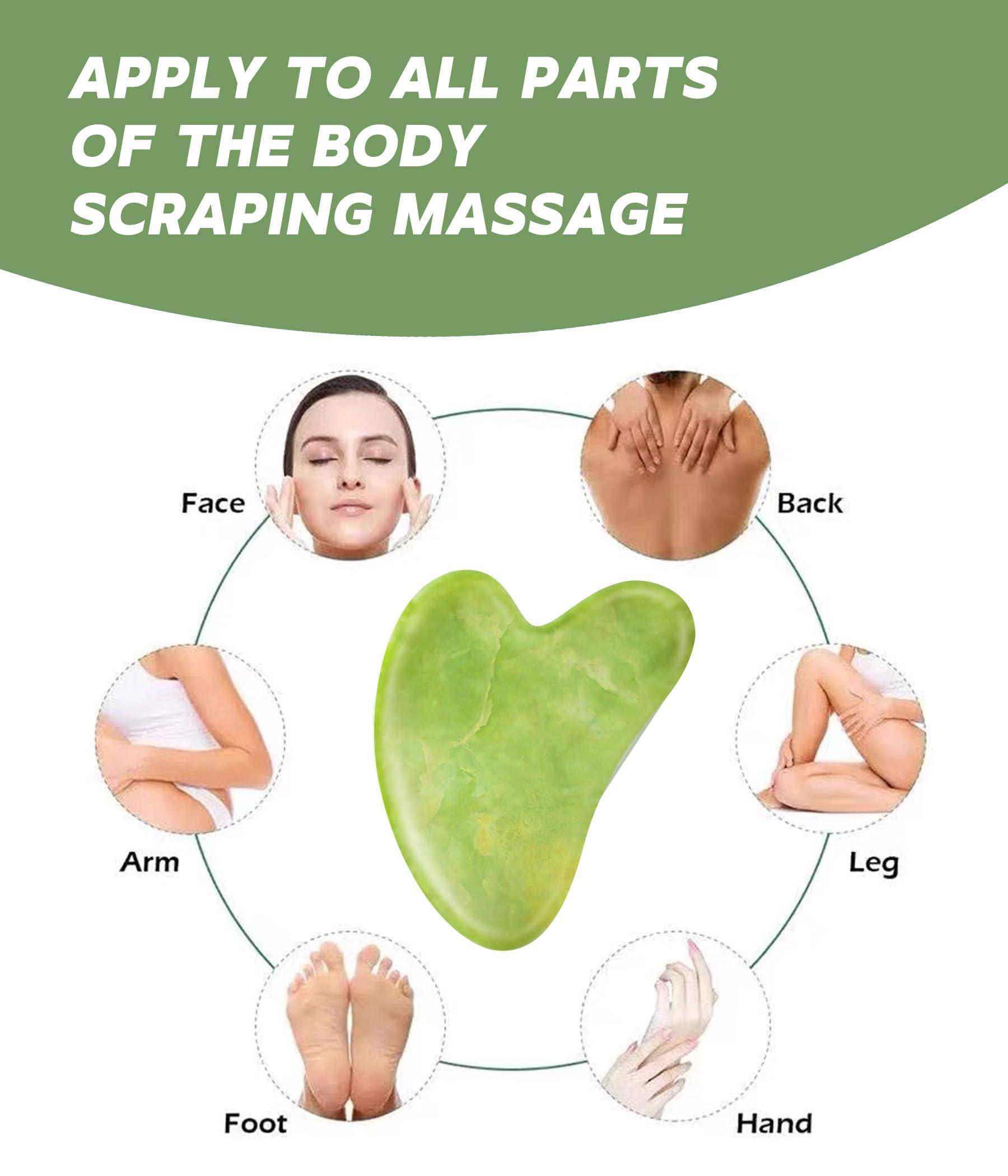 Boncun Jade Gua Sha Facial Tools Guasha Tool for Face Massager Stones Gua Sha Stone Skincare Tools Facial Massager Tool Body Face Massage Tools Sculpting (Green)
