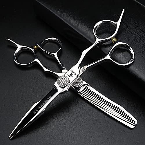 XUANFENG Diamond Screw Hair Scissors 6 inch JP440C Steel is Suitable for Family Hair Cutting, Professional Cutting and thinning Scissors Hairdresser Hair Styling Scissors, (2 PCS)