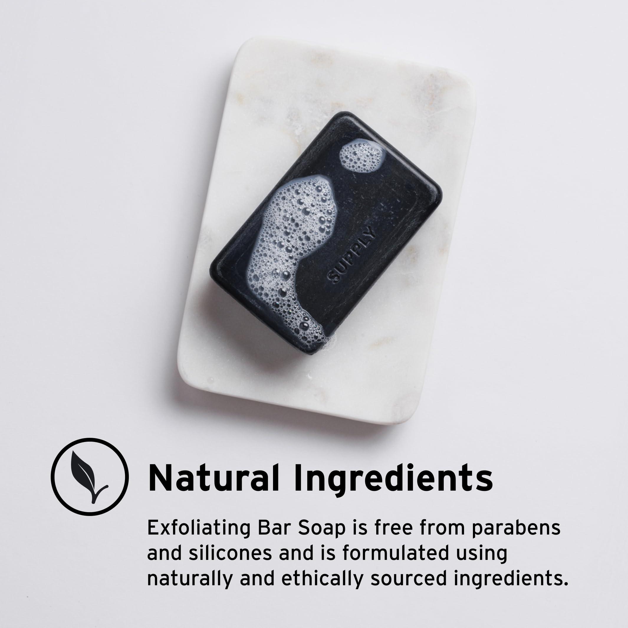 Supply Supply Mens Exfoliating Bar Soap - Deep Cleansing Bar Soap for Men (Sandalwood & Cedar)