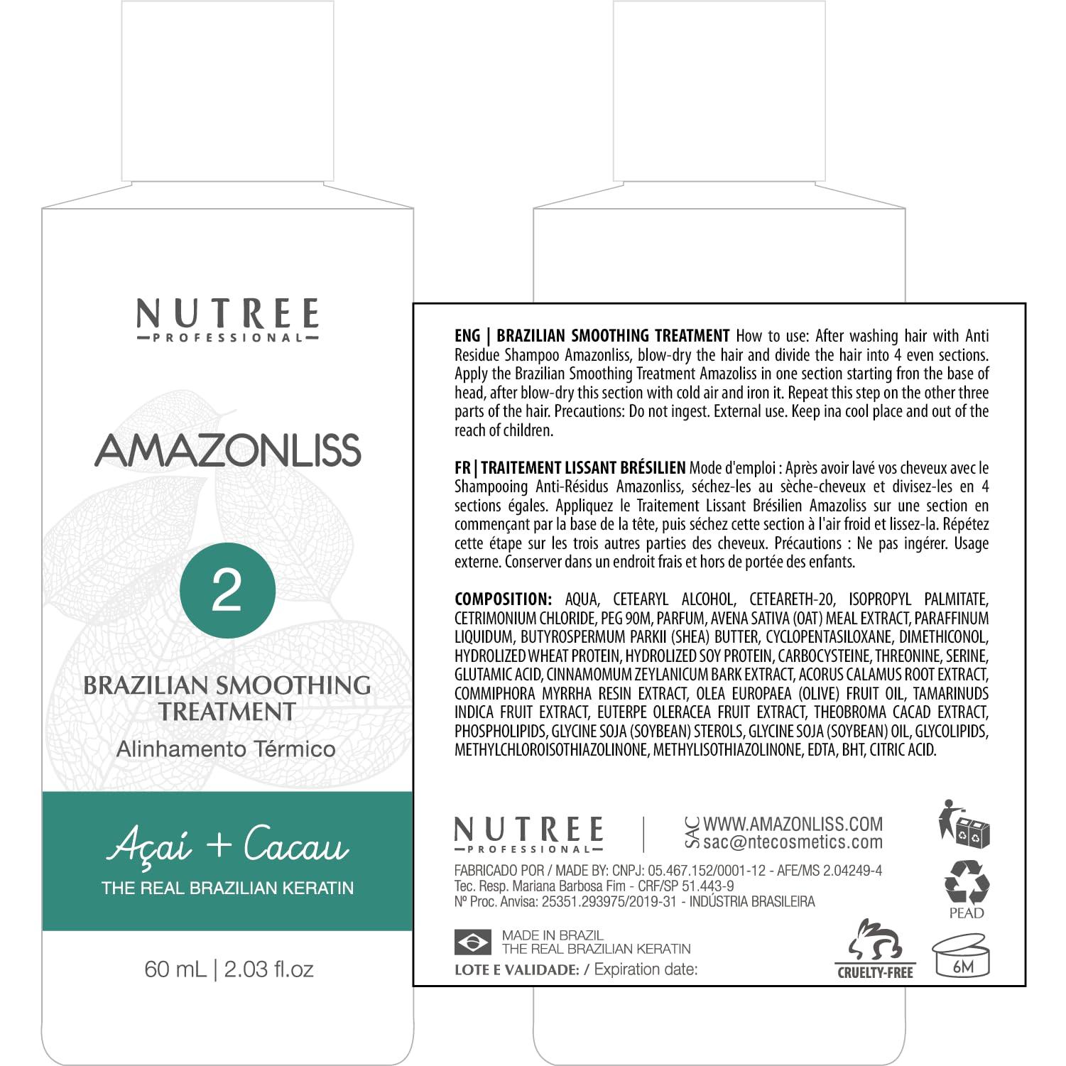 Amazonliss Amazonliss Keratin Hair Treatment Set 2.03 Fl Oz - Natural Ingredients ACAI, Smooths, Softens, Moisturizes, Adds Shine, Reduces Frizz. Packaging may vary