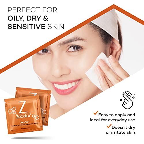 Zocular Zocular - ZocuZap Acne Face Wipes - Moisturizing Face Cleansing Wipes for Acne, Makeup Removal, and Exfoliation with Natural Okra Complex for Sensitive, Rosacea Skin - 30/ct