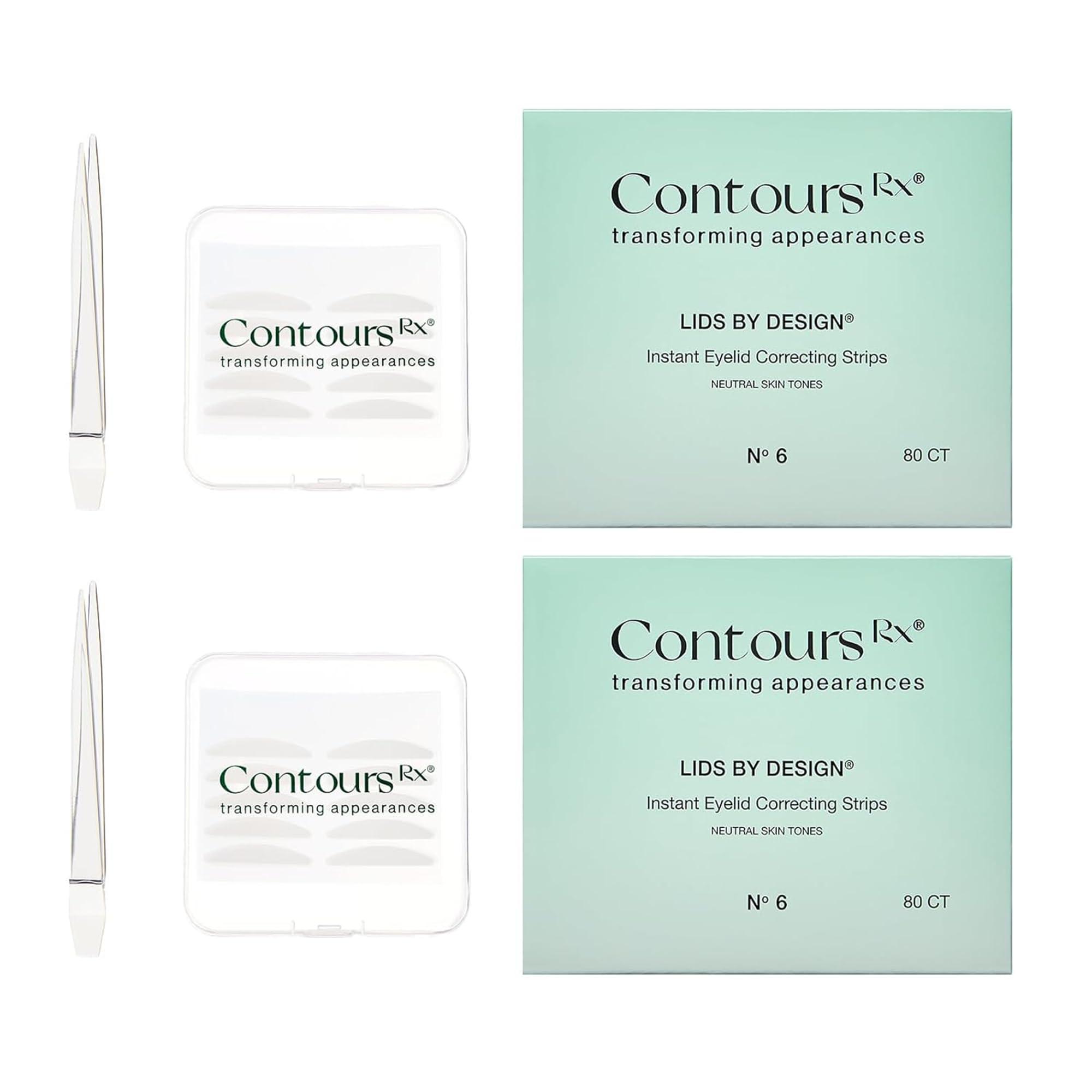 Contours RX Contours Rx Lids by Design - Medical Grade Instant Eyelid Correcting Strips for Heavy, Hooded, & Droopy Lids - Invisible, and Hypoallergenic Eyelid Tape - (6mm) 160ct