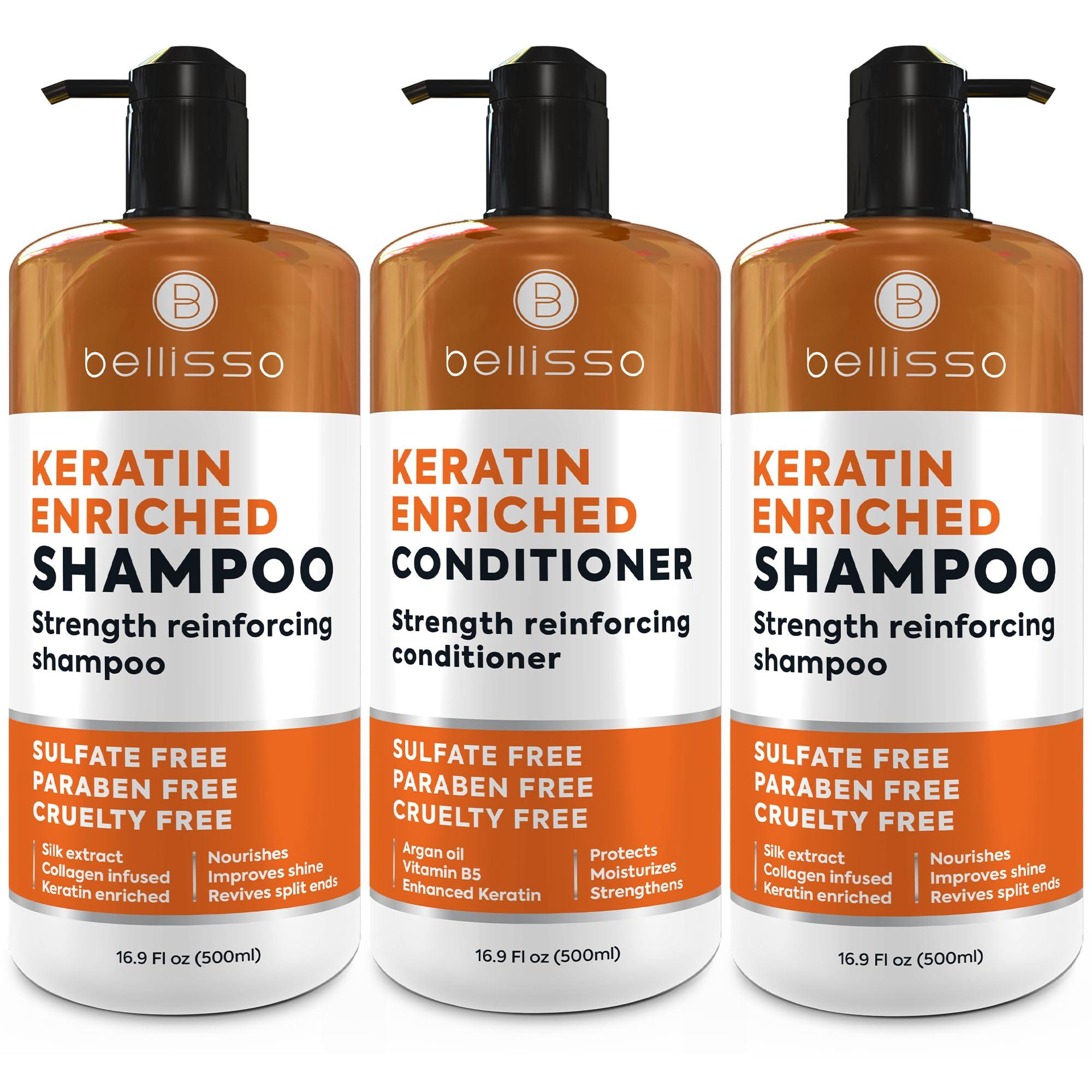 BELLISSO Keratin Shampoo and Conditioner Set and Keratin Shampoo