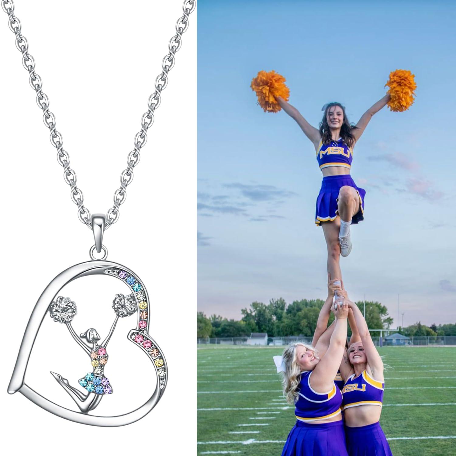 FJHAIY FJHAIY Cheerleader Gifts Set Women Including Cheerleader Makeup Bags Cheerleader Necklace Cheerleading Socks Cheerleader Stickers-Cheerleader Lovers Gifts