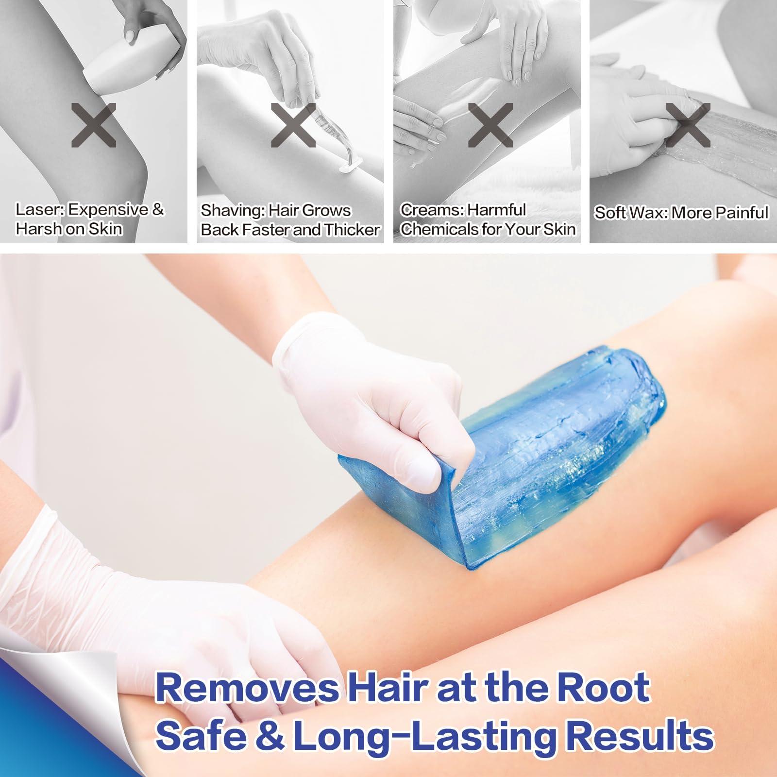 urperf Hard Wax Beads, 1.1 lb Waxing Beads, Brazilian Bikini Wax,Hard Wax Hair Removal for Face, Body, Legs, Pearl Beads for Wax Warmers, with 30g Care Cream & 12 Applicator Sticks