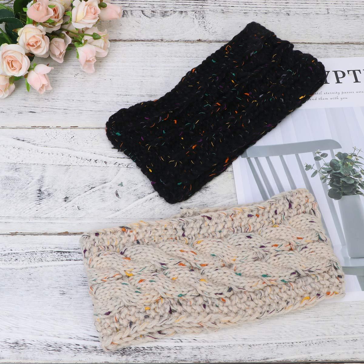 KESYOO KESYOO 2pcs Crochet Turban Headband Elastic Crochet Hair Bands Crocheted Headband Knitted Ear Warmer Knitted Hair Band Hair Accessories for Women Fashion Headdress Winter Earmuffs Women\'s