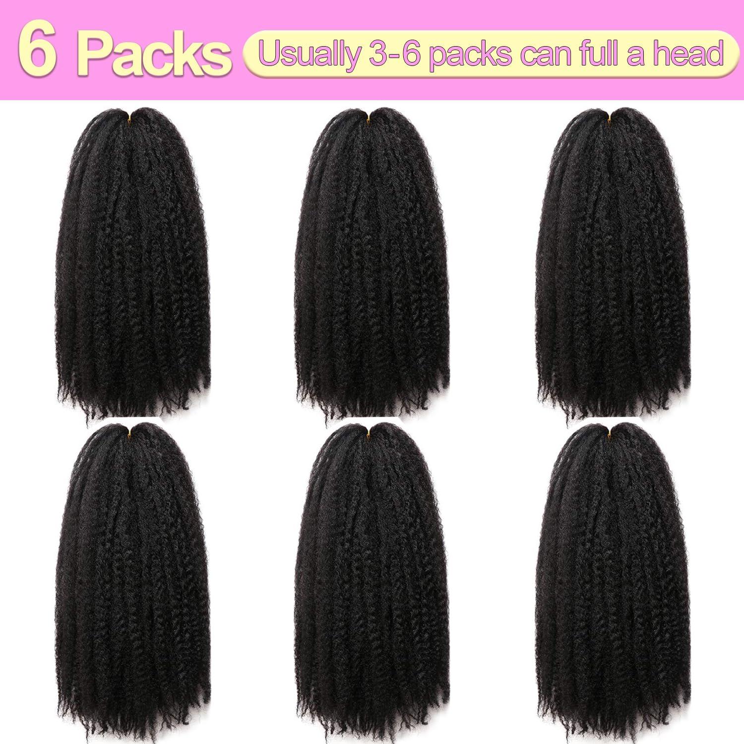 Outernice Outernice Marley Hair-18 Inch Marley Twist Hair For Twists Cuabn Twist Hair Marley Braiding Hair 6 Packs Afro Kinky Curly Crochet Hair Marley Hair For Faux Locs Crochet Hair,18 Inch (Pack of 6)
